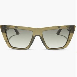 Diff Winona 55MM Square Sunglasses Milky Olive Green Acetate NWT